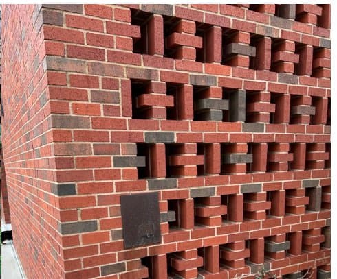 The same brick facade after BLU exterior cleaning