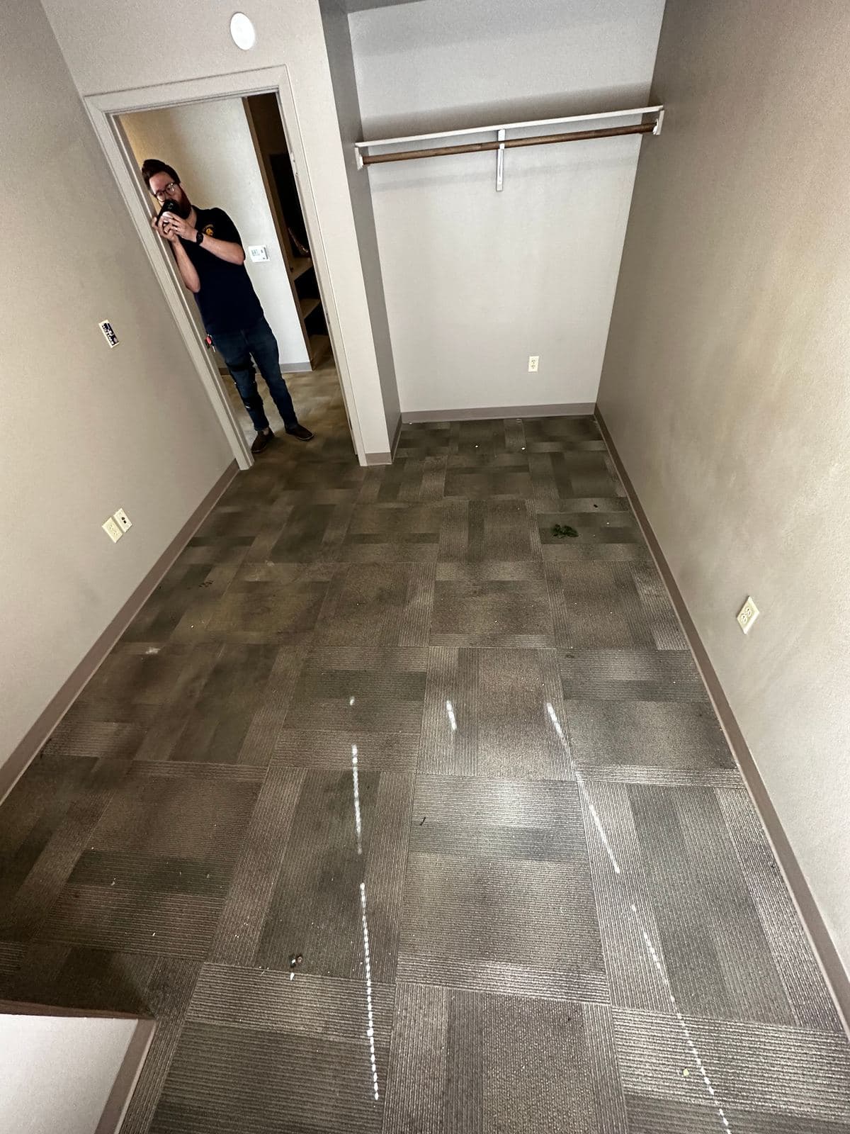 Water damaged carpet at ETAMU before BLU restoration